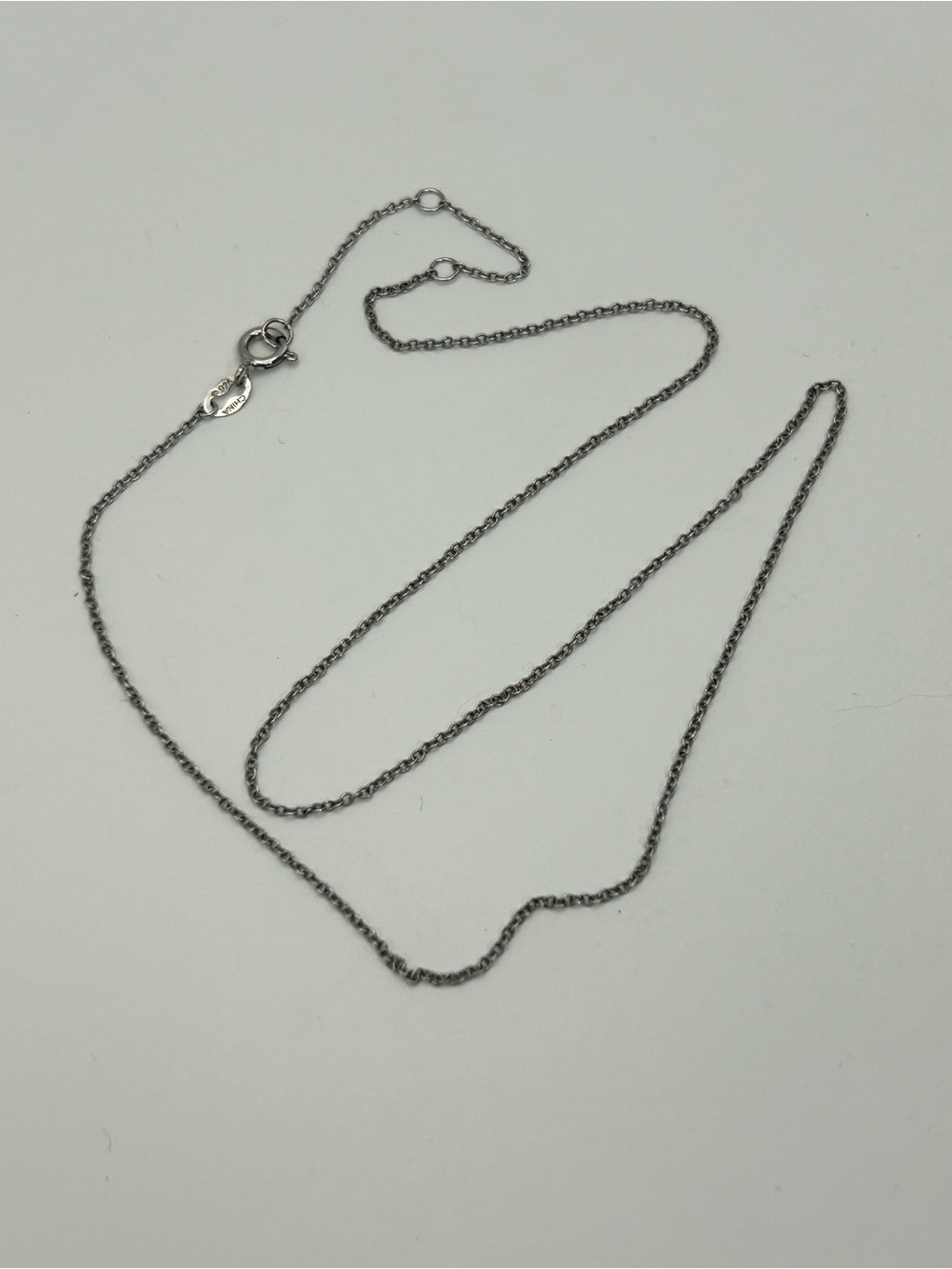 Sterling Silver Circle Link Chain Necklace 18" Dainty Lightweight Stamped 925 - Picture 8 of 9